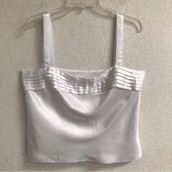 Vintage Y2K retro white satin boxy camisole top L - Picture 1 of 6
